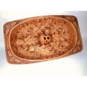 Vintage Carved Wood - look Resin Nut Cracking Bowl